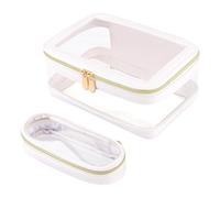 Portable Cosmetic Bag - Clear Zipper Bag with Large Capacity, Transparent Makeup , Lightweight and Durable Design | Ideal for Powder, Brush, Eyeliner, Travel, White, Siehe Beschreibung, See