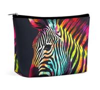 Portable Cosmetic Bag, Colorful Rainbow Zebra Printed Makeup Bag,Makeup Organizer Case for Women