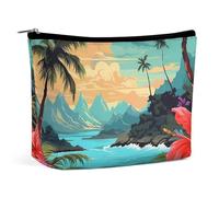 Portable Cosmetic Bag, Hello Hawaii Printed Makeup Bag,Makeup Organizer Case for Women