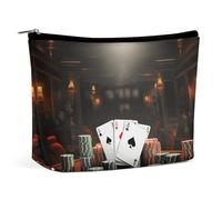Portable Cosmetic Bag, Poker Tournament Printed Makeup Bag,Makeup Organizer Case for Women