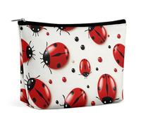 Portable Cosmetic Bag, Red Ladybug Printed Makeup Bag,Makeup Organizer Case for Women