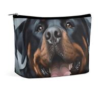 Portable Cosmetic Bag, Rottweiler Dogs Tongue Head Printed Makeup Bag,Makeup Organizer Case for Women
