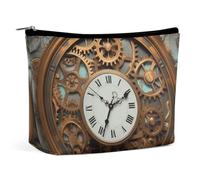 Portable Cosmetic Bag, Rusty Steampunk Clock Printed Makeup Bag,Makeup Organizer Case for Women