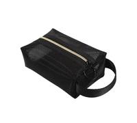 Portable Cosmetic Storage Bag Semi Transparent Wash Nylon Mesh Bags Objects Pouch Makeup Package(Black,S)