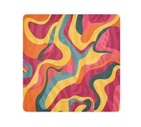 Portable Cosmetics Pouchs Cloth Colorful Wave Retro Style 70s Groovy Makeup Organizer Wrap Camera Lens Cloth Wrapper Makeup For Women 13.8 X 13.8, colorful wave retro style 70s groovy, 13.8x13.8in,