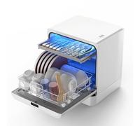 Portable Countertop Dishwasher, Small Automatic Dish Washer with 4 Cleaning & Drying Modes, Auto Water Fill from Faucet or Tank for Flats & Small Kitchens, 42.4 * 39.3 * 45.6cm, White