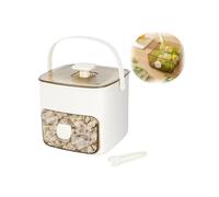 Portable Countertop Ice Maker with Handle & Storage Drawer - One-Touch Operation Ice Machine for Home Office, Compact Design with Built-In Ice Storage (White)