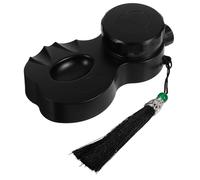 Portable Covered Inkstone with Lid for Calligraphy Practice Students | Plastic round Design, Sealed Ink Pool, Integrated Brush Pen Rest, Supports Painting and On-The-Go Use 12.5x6.7x4cm