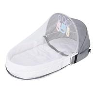 Portable Crib for Baby 0-12 Months Semi-closed Zippered Foldable Crib with Mesh Screen & Hanging Toys Breathable Comfortable Washable Portable Bassinet for Travel, Outdoor, Portable Crib for Baby