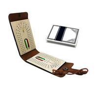 Portable Cribbage Board For Travel, Wooden Board Game Set, Foldable With Playing Cards And Pegs, Perfect For Family Gatherings, Camping, And Game Nights