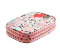 Portable Crochet Hook Bag with Thickened Fabric, Ideal for Stitch Markers and Needles, Perfect for Travelers, 1 Unit (Pinkish Lily Bag)