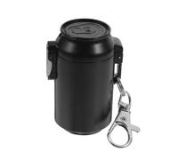 Portable Cute Ashtray with Lid for Outdoor Use Travel Pocket Ashtray for Cigarettes Leak Butt Disposal Box with Keychain for Home Office Vehicles Black