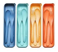 Portable Cutlery Set with Case Reusable Plastic Knife Fork Spoon Tableware