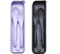 Portable Cutlery Set with Case Reusable Plastic Knife Fork Spoon Tableware