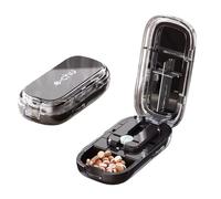 Portable Cutter and Divider Divide into 2/4 Parts for Pills (Black) (B)