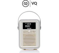 VQ Retro Mini DAB and DAB+ Digital Radio with FM, Bluetooth, Alarm Clock - Light Grey