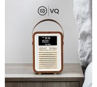 Retro Mini Portable Dab Radio Mains Powered - Digital Dab Radio Alarm Clock - Rechargeable Bluetooth Radio Battery Powered with Aux - Bedside FM, Dab+ Radios with Dual Alarms Battery Operated -Walnut