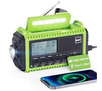Portable DAB/FM Radio with 5000mAh Rechargeable Battery, Hand Crank Solar Outdoor Digital DAB+ Radio with USB Charger, Emergency SOS Alarm, Headphone Jack, Alarm Clock, Flashlight & Reading Light