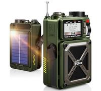 Portable DAB & FM Radio with Bluetooth 5.3, Solar Radio, Rechargeable Hand Crank Radio with SOS, Flashlight, Earphone Jack, SD Card, USB, 4000mAh Emergency Wind up Radio