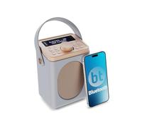 Portable DAB+ Radio with Bluetooth | 15 Hour Battery Playback and Mains Powered | Dual Alarm & Snooze Function | 20+ Presets, LED Display, FM, Headphone Jack | MAJORITY Little Shelford (Grey)