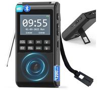 Portable DAB Radio with Bluetooth 5.3, Rechargeable Battery Powered FM Radios Small, Dual Alarms Clock, DAB+ Digital Radio with Colour Display,5W Big Speaker,Support SD Card and USB MP3 Player (Black)