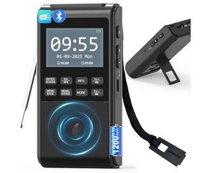 Portable DAB Radio with Bluetooth 5.3, Rechargeable Battery Powered FM Radios Small, Dual Alarms Clock, DAB+ Digital Radio with Colour Display,5W Big Speaker,Support SD Card and USB MP3 Player (Black)