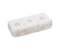 Portable Daily Morning, Noon, and Evening Pill Organizer, Bling Crystal Pill Box Case, Pill Planner,Dispenser, Medicine Container Organize (Colorful)