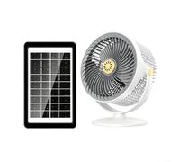 Portable Desk Fan 3000mAh Type-C Rechargeable/Solar-Powered Fan with 720°Rotatable Head 5-Speed for Home Office Bedroom Table Desktop(White)