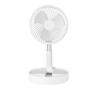 Portable Desk Fan,Foldable Fan Pedestal Stand Floor Fan Adjustable Height from 14.2 inch to 39inch, 4 Speeds & Time Settings, 7200mAh Rechargeable Battery Telescopic Oscillate USB Charging (WHITE)