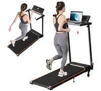 Portable Desk Treadmill for Home, 3.0HP Walking Pad with Incline & Handle, 3 in 1 Compact Removable Desk Workstation Folding Small Walking Treadmills 300 Lbs Capacity for Home Office