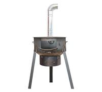 Portable Detachable/Coal Stove - Versatile Cast Iron Heat-ing & Cooking Stove for Use, Mobile Camping Stove with Chimney Pipe, BBQ, 58CM