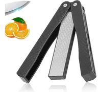 Portable Diamond Sharpening Stone Double Sided Folding Pocket Knife Sharpener for Outdoor Camping Kitchen Home Garden Use Compact Handheld Sharpener with Durable Diamond Whetstone
