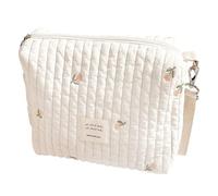 Portable Diaper Bags - Mini Diaper Organizer, Mummy Bag | Embroidery Shoulder Bag, Stylish Travel , Single Strap Mom Tote White Companion for Small