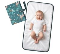 Portable Diaper Changing Pad for Baby - Waterproof Compact Changing Mat with Wrist Strap - Wipeable Travel Changing Pad for Diaper Bag - Gifts for Baby Shower by PHOEBUS BABY(Woods)