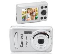 Portable Digital Camera,1080P 16MP FHD Compact Camera with 2.4in LCD Screen Anti Shake,16X Digital Zoom Simple Vlogging Camera for Kids Teen Beginner (Silver Gray)