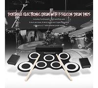 Portable Digital Electronic Roll Up Drum Kit with 7 Silicon Pads, USB Power, Drumsticks, Foot Pedals, and 3.5mm Cable for Beginners and Kids