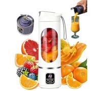 Portable Digital Juicer Blender with Smart LED Display, 12-Blade High Speed Smoothie Maker, 450ML Rechargeable Personal Blender Cup for Shakes, Juice, Travel & Gym(White)