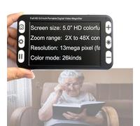 Portable Digital Magnifier, 5 Inch Electronic Reading Aid, 2X-48X Digital Video Magnifier, with 26 Color Modes, for Low Vision, Color Blindness, Amblyopia