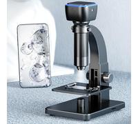 Portable Digital Microscope with 5MP 2000X Magnification, Dual Lens and Screen, 0-70mm Measuring Range, Dual LED Lights for Circuit Board Inspection and Jewelry Observation