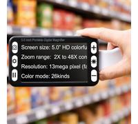Portable Digital Reading Magnifier 5 Inch IPS Screen with Dual Cameras 26 Color Modes and Foldable Handle for Low Vision Seniors,Black-5 Inch