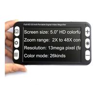 Portable Digital Video Magnifier 5 Inch - Electronic Reading Aid for Low Vision & Macular Degeneration 2x-48x Zoom 26 Color Modes Foldable Handle for Visually Impaired Seniors