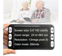 Portable Digital Video Magnifier for Visually Impaired 5.0 Inch LCD Screen, 2X-48X Zoom, 26 Color Modes, for Macular Degeneration Low Vision Aid