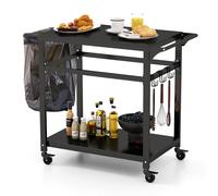 Portable Dining Cart BBQ Trolley Grill Cart Food Prep Worktable w/Lockable Wheel