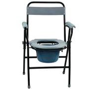 Gr8 Home Folding Steel Commode Toilet Chair Lightweight Foldable Seat with Potty Pan Portable Disability Elderly Aid