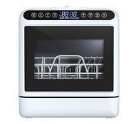 Portable Dishwasher, Mini Countertop Dishwasher with 5L Water Tank, 5 Place Settings, 3-Spray Arm, Air-Dry Function, Automatic Smart Dishwasher for Small Kitchens, Family Use White