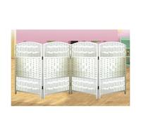 Portable Divider 23.62" x 11.81" - Temporary Office Partition 4-Piece Woven Privacy Panel for Desk Separation Lightweight White Room Divider