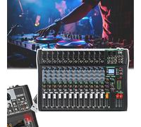 Portable DJ Controller and Mixer, 12-Channel Compact Audio Mixer, with Independent Volume Control, Ultra-Low Noise, Type-C Powered, for Studio Guitar Keyboard Mic,A