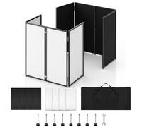 Portable DJ Facade Booth, Foldable DJ Table Stand, 40x20x45" Tabletop, DJ Facade Station for DJ Controller, Mixer & LaptopEvents&Parties - Includes Carry Bag & Black and White Lighting Scrims