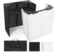Portable DJ Facade Table Station, 112x104cm x 53cm, DJ Party Stand Facade With Black White Frame, Metal Folding Frame DJ Stand With Carrying Bag