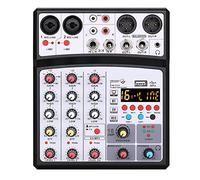 Portable DJ Mixer, Professional Bluetooth Audio Mixer USB DJ Sound Mixing Console 4 Channel ?Karaoke 48V Phantom Power for Party Studio
